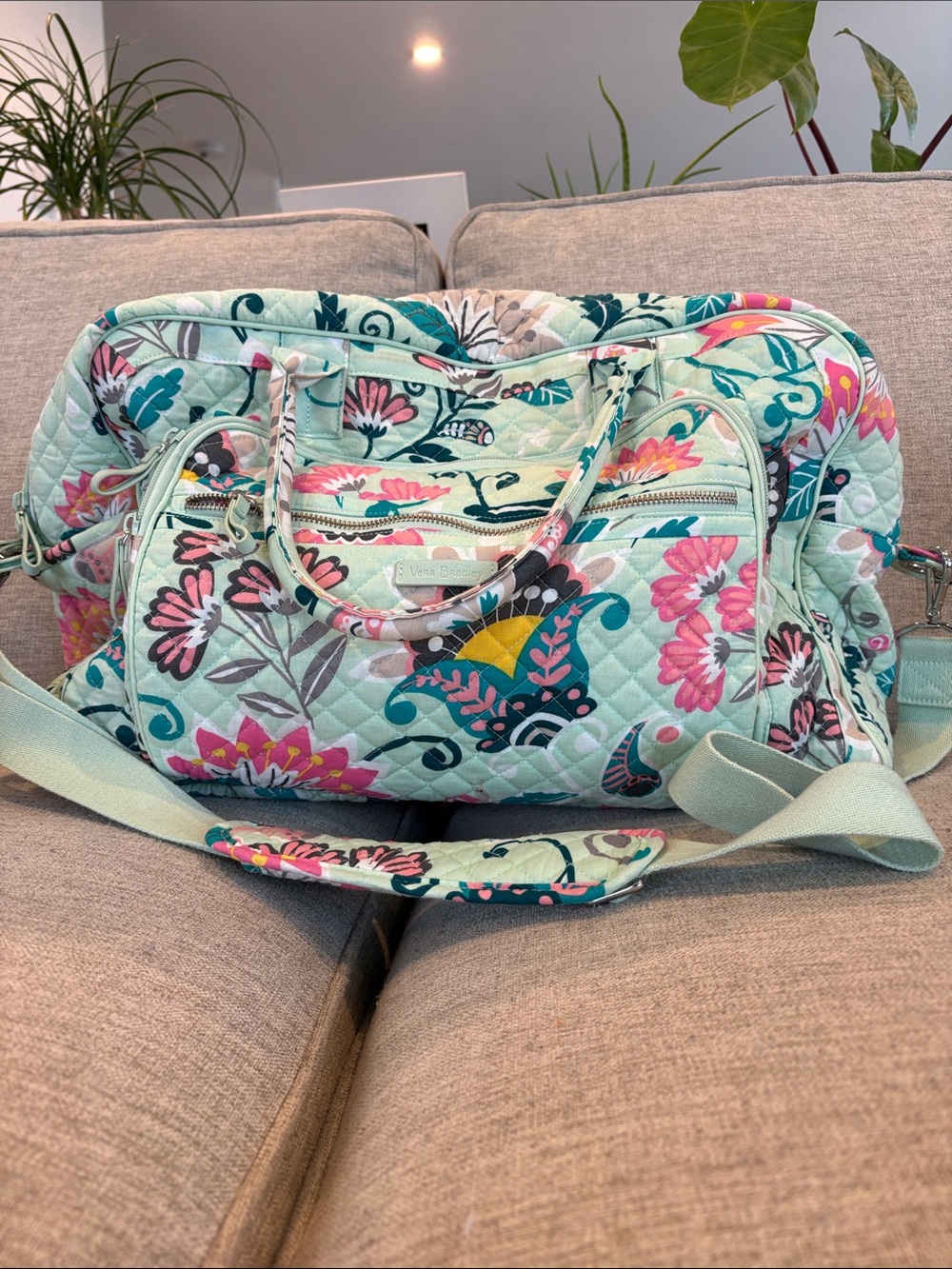 Vera Bradley Mint Floral Quilted Baby Bag